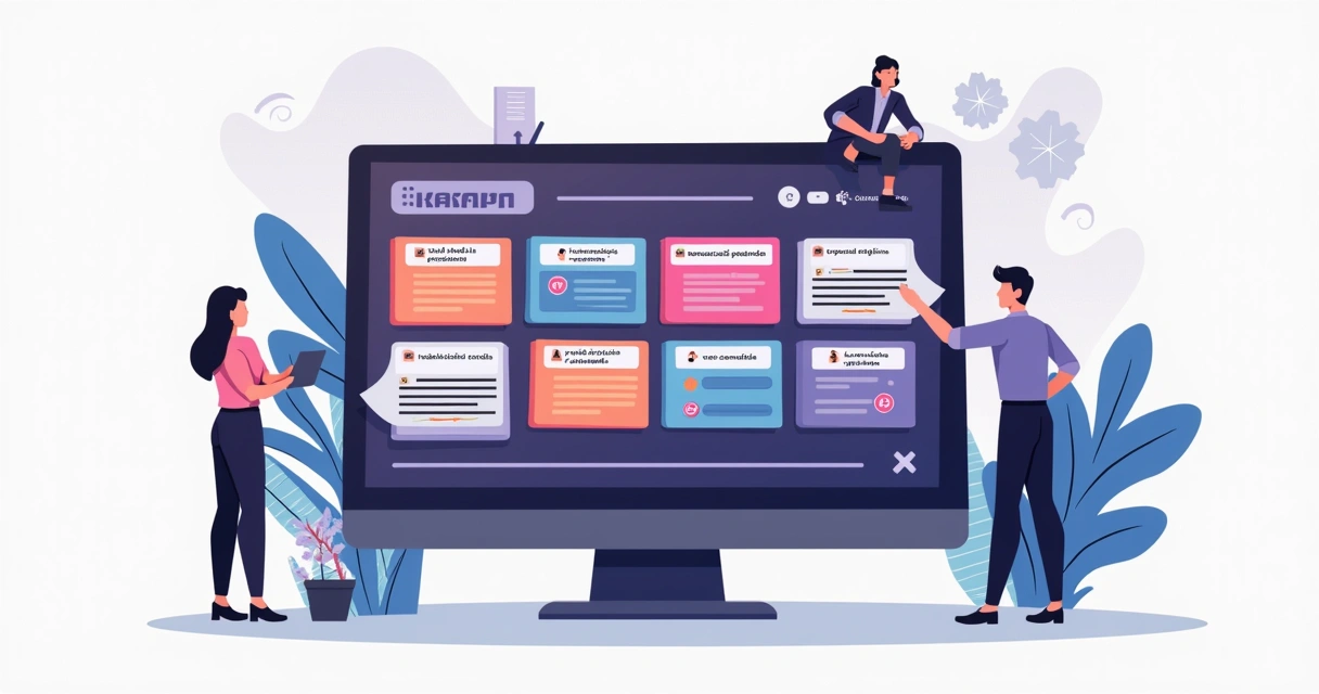Quadro Kanban visual com tarefas de parceiros de vendas expostas em cartões 