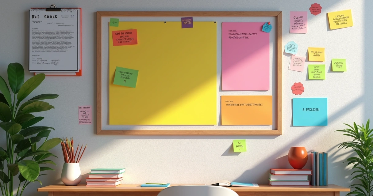 Quadro de metas de estudo na parede 