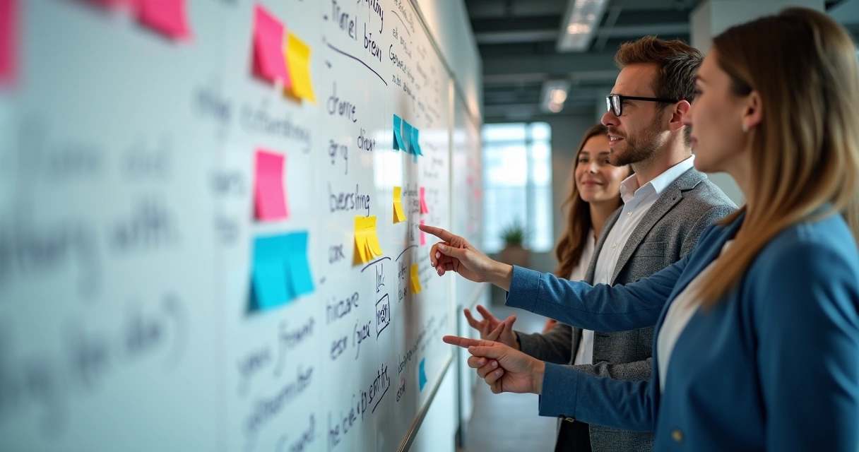 Quadro branco mostrando as vantagens da IA para empresas 