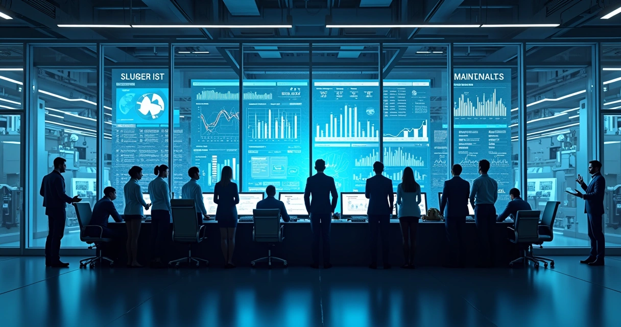 Painel digital de indicadores industriais em ambiente fabril 