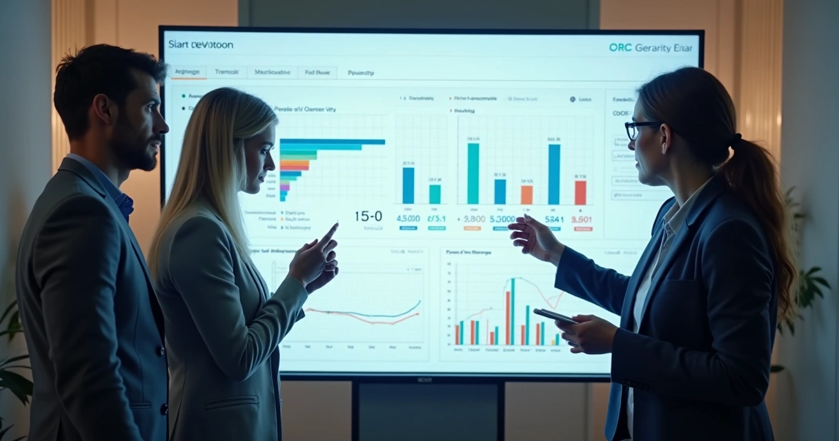 Equipe de vendas analisando leads em tela de computador