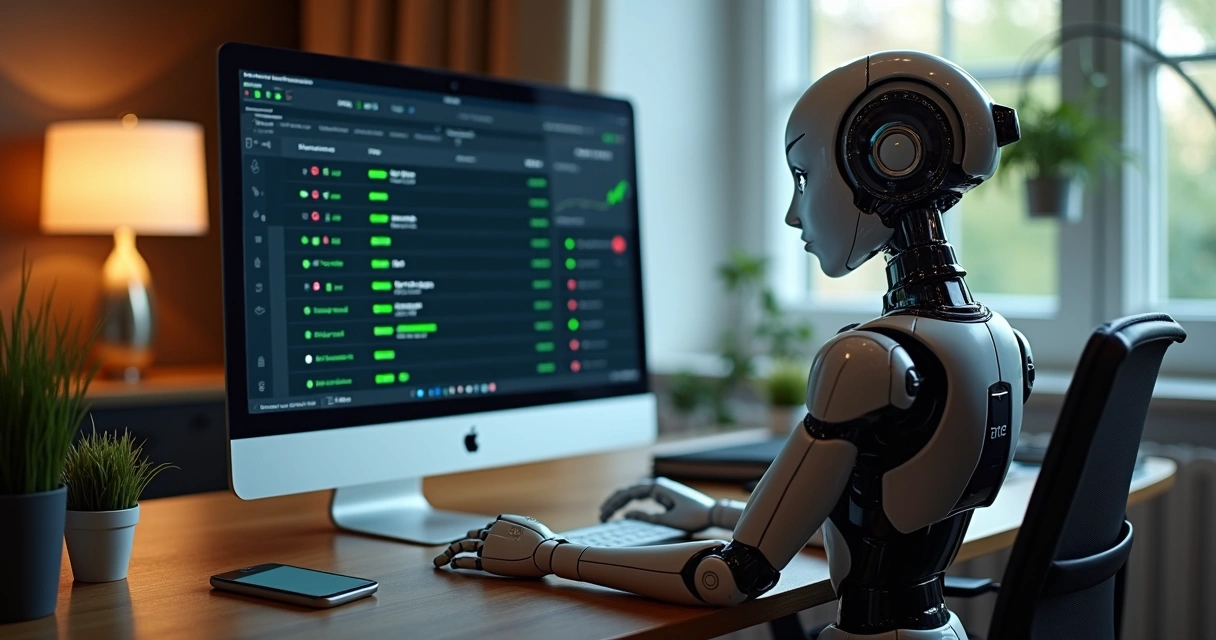 Chatbot reviewing a list of leads on a computer