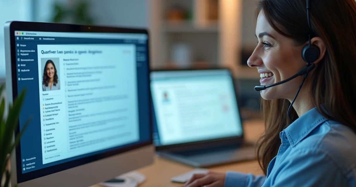 Friendly-faced digital agent assisting a customer via chat