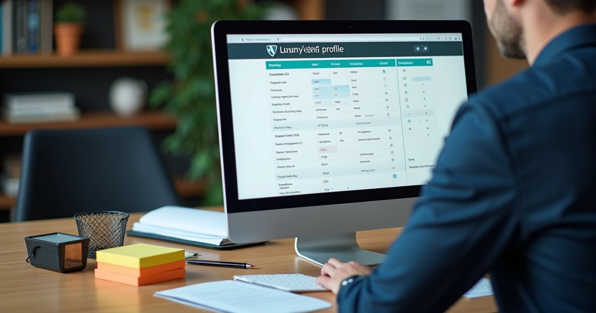 Profissional analisando perfil de lead em tela com checklist de critérios de qualificação 
