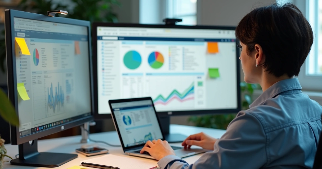 Vendedor analisando planilhas e CRM para qualificar leads em notebook com anotações ao lado 