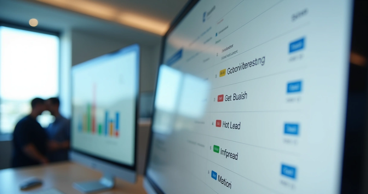 Tela de CRM mostrando lista de leads segmentados por nível de interesse