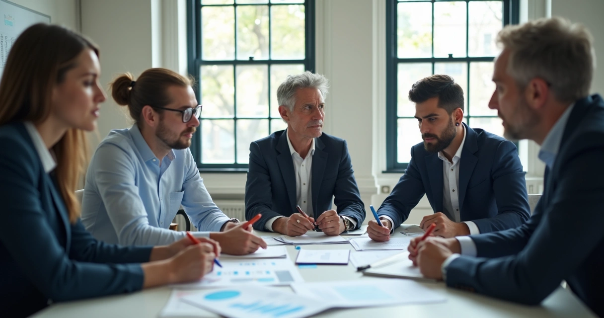 Equipe analisando leads no meio do funil 