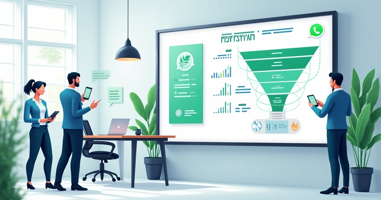 Painel de qualificação de leads no WhatsApp com gráficos e mensagens em destaque.