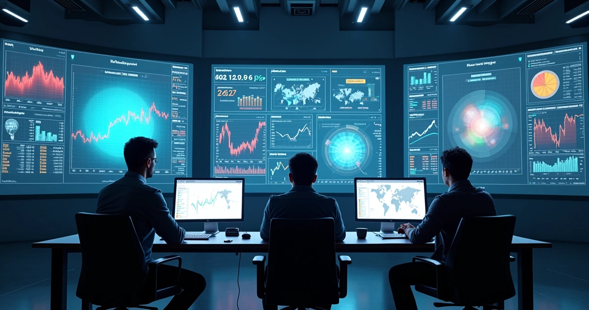 Risk management team using derivative software 
