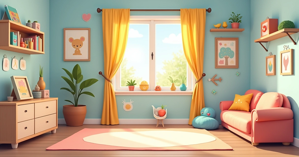 Quarto adaptado para criança autista com brinquedos organizados e cores suaves 