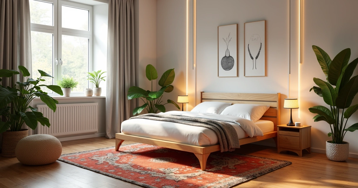 Quarto moderno decorado com móveis versáteis e itens removíveis 