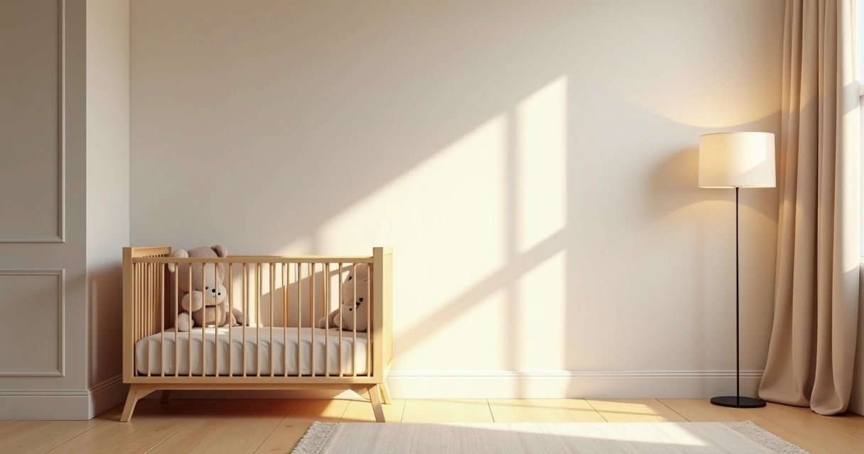 Quarto de bebê com luz suave e ambiente tranquilo 
