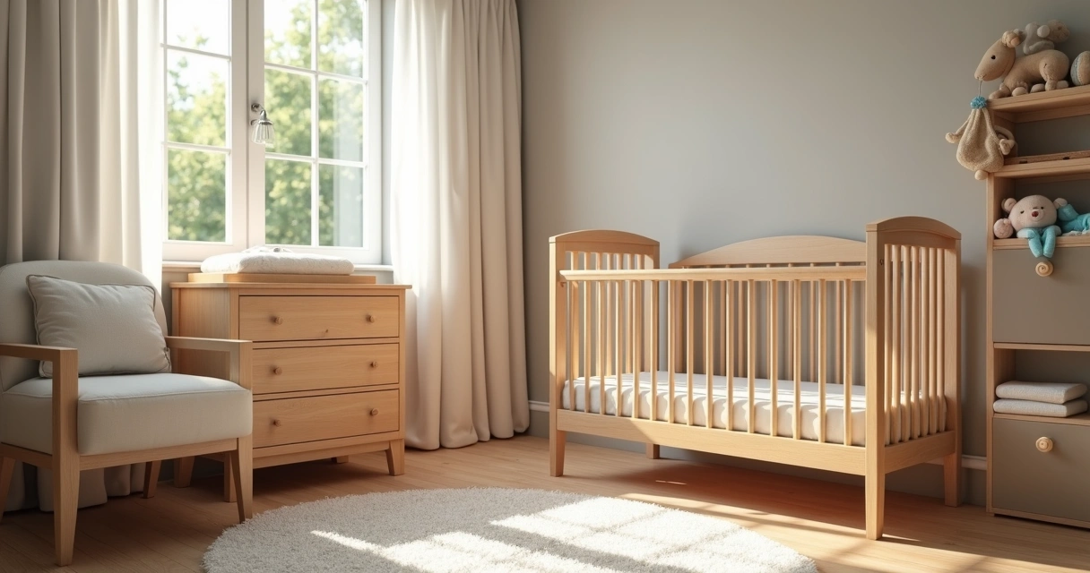 Quarto de bebê organizado com berço certificado, poltrona de amamentação e cômoda 