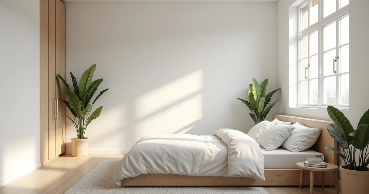 Quarto com luz natural entrando pela janela