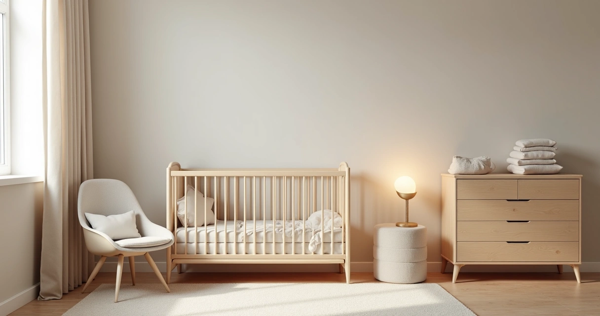 Quarto de bebê aconchegante com berço e móveis claros 