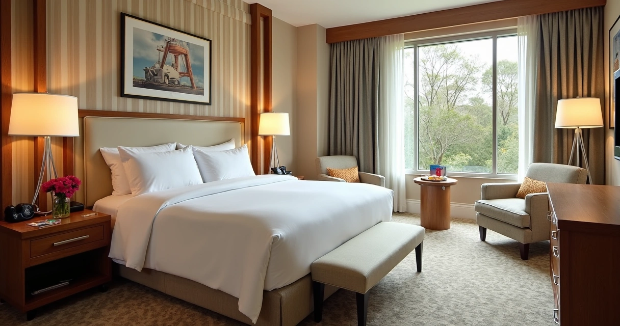 Quarto espaçoso de hotel Disney luxo com vista para parque 