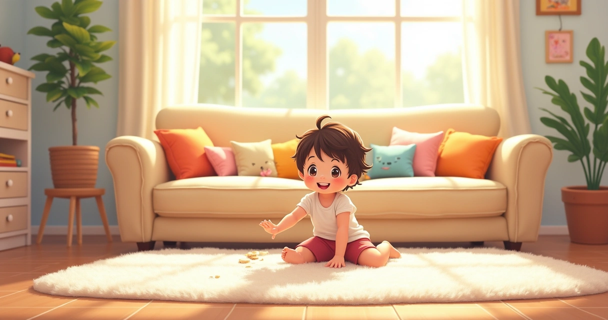 Sofá limpo em quarto infantil com decoração aconchegante 