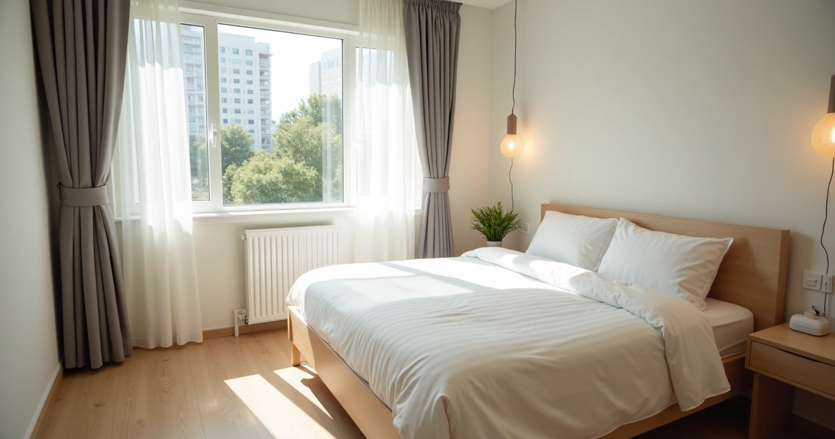 Quarto organizado e iluminado para avaliação de imóvel 