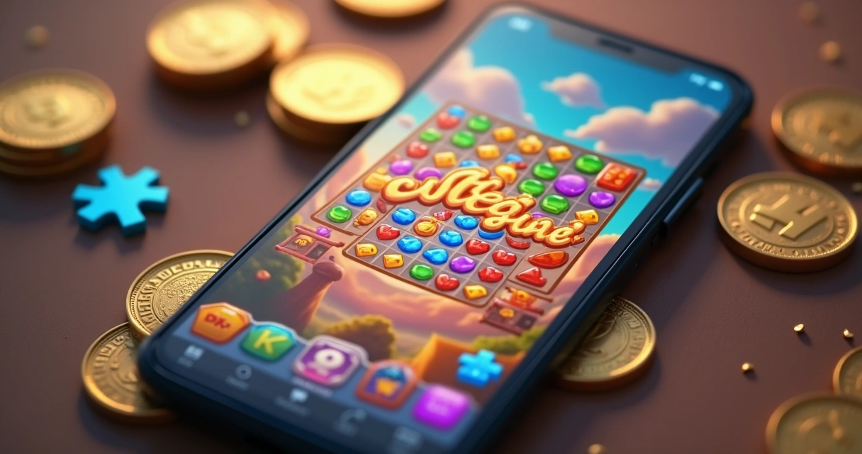 Quebra-cabeça colorido em celular