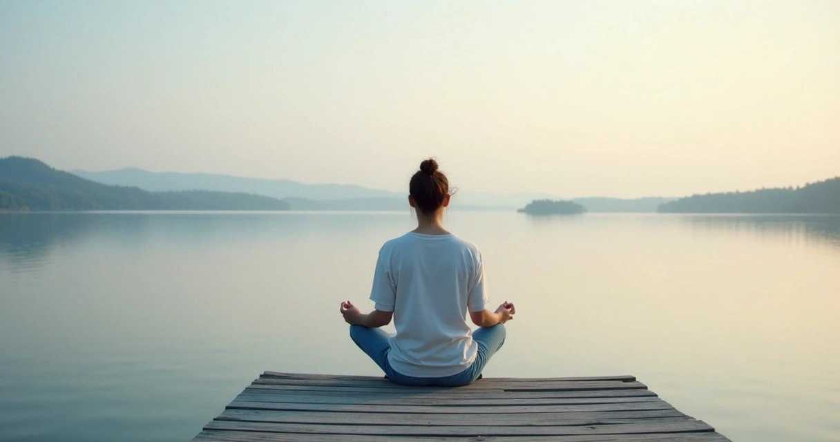 Pessoa sentada, olhando para o horizonte, sugerindo pausa nos pensamentos 