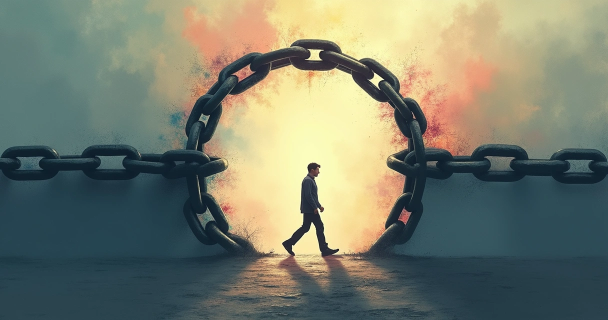 Representação símbolo de ciclo quebrado por uma pessoa caminhando 