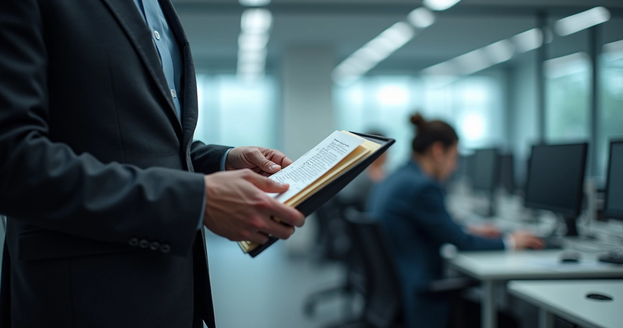 Pessoa mexendo discretamente em arquivo confidencial de empresa