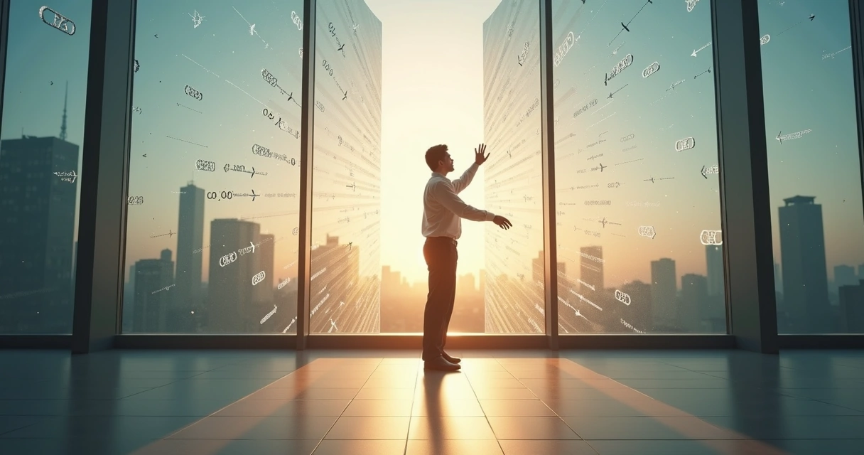 Profissional em pé diante de parede rachando simbolizando quebra de padrões limitantes 