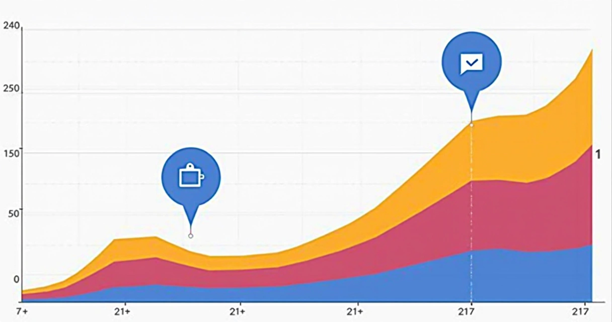 Gráfico colorido mostrando queda brusca de visitas em site após atualizações do Google. 