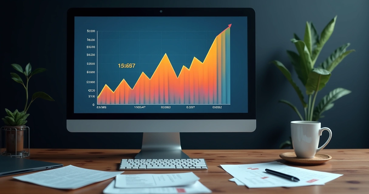 Gráfico de queda acentuada em receita de site digital 