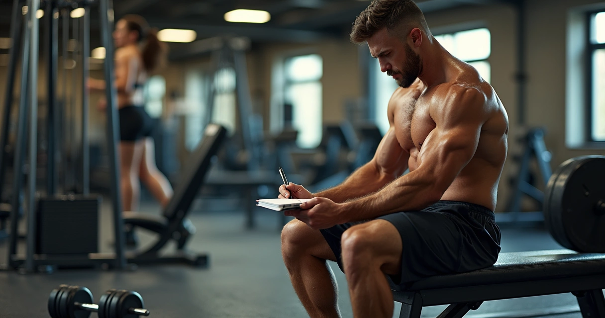 Pessoa observando queda de rendimento no treino de musculação 