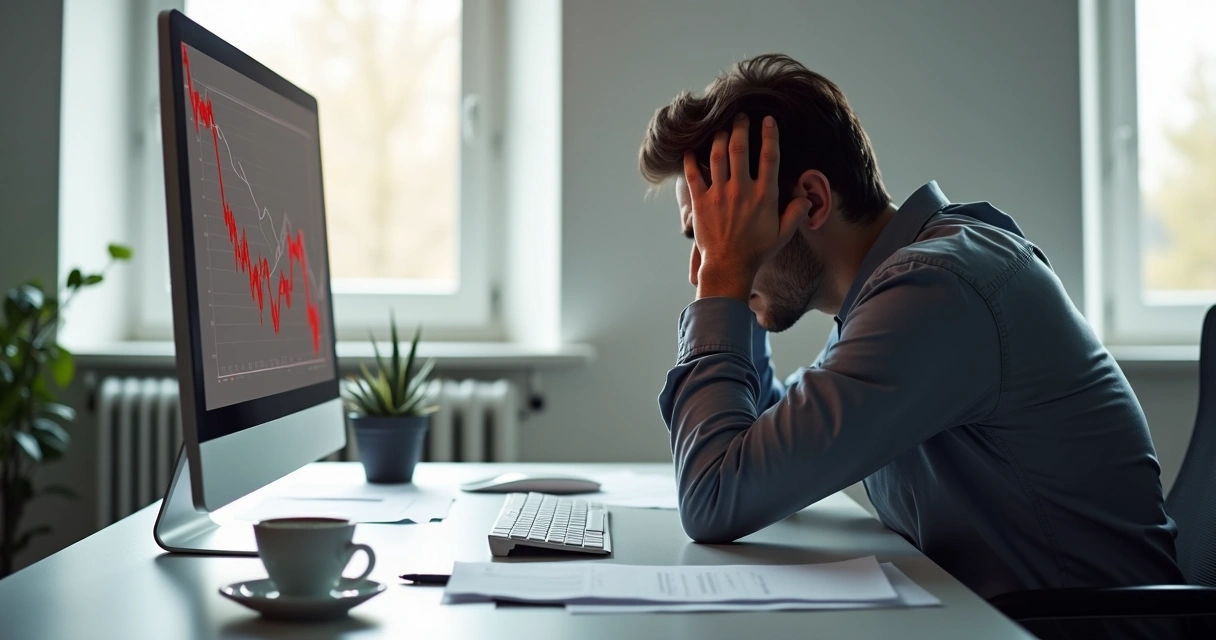 Gráfico de vendas em declínio em tela de computador 