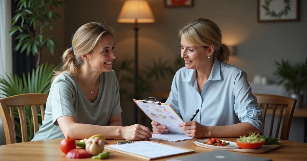 Profissional preenchendo questionário de frequência alimentar com paciente