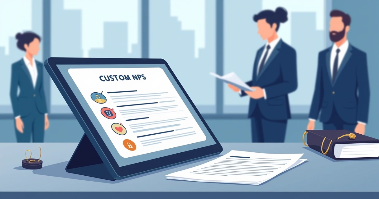 Questionário NPS em dispositivo digital em ambiente corporativo