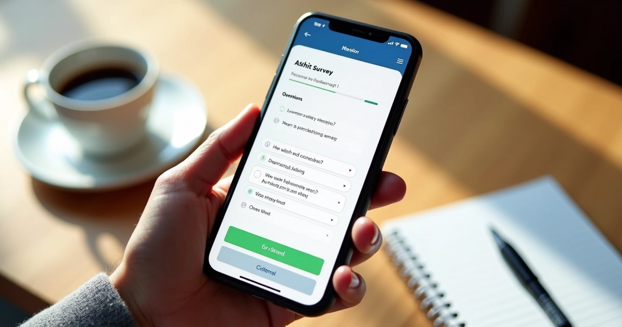 Pessoa responde pesquisa de mercado pelo celular 