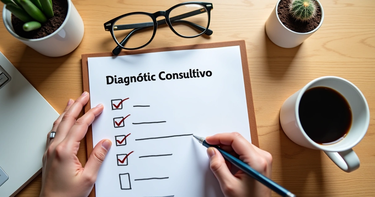 Questionário de venda consultiva preenchido na mesa 