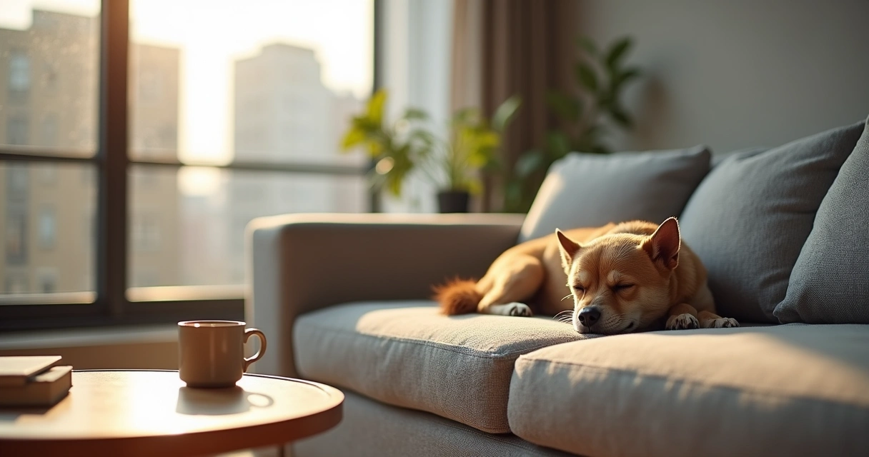 Small dog resting by a window
