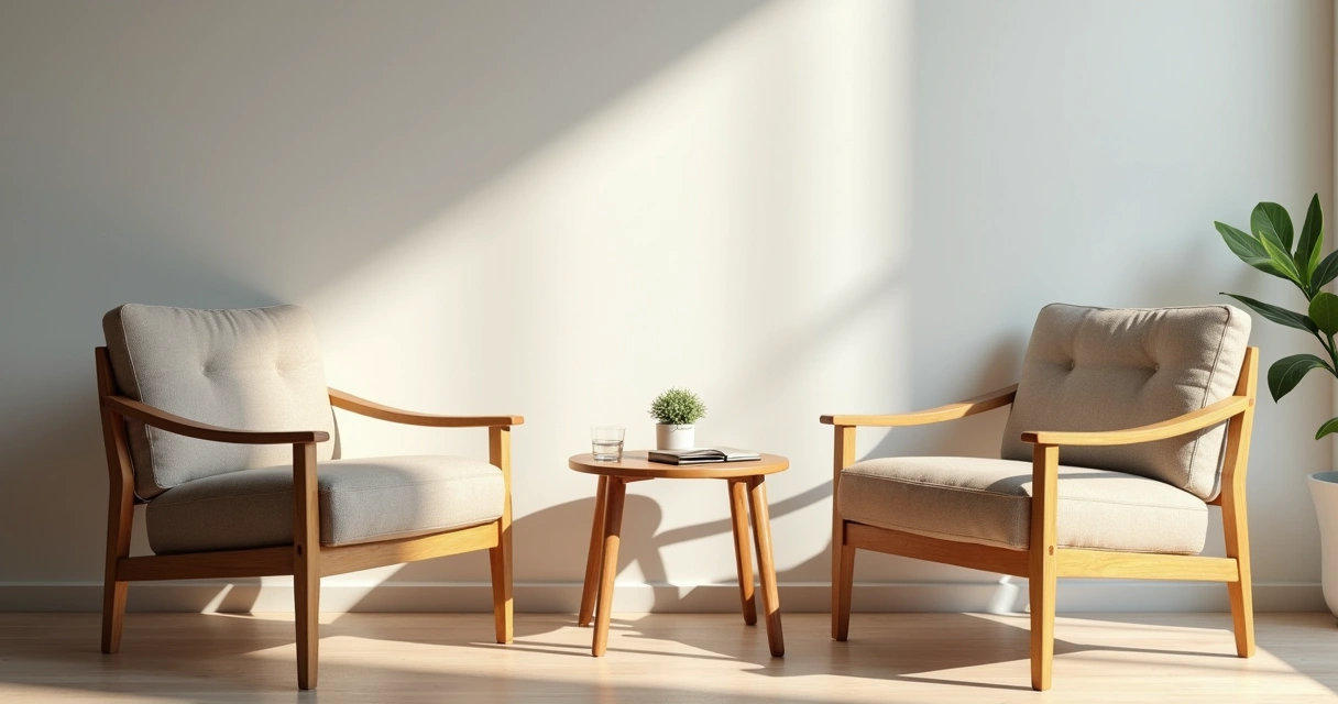 Two chairs facing each other across a quiet table 