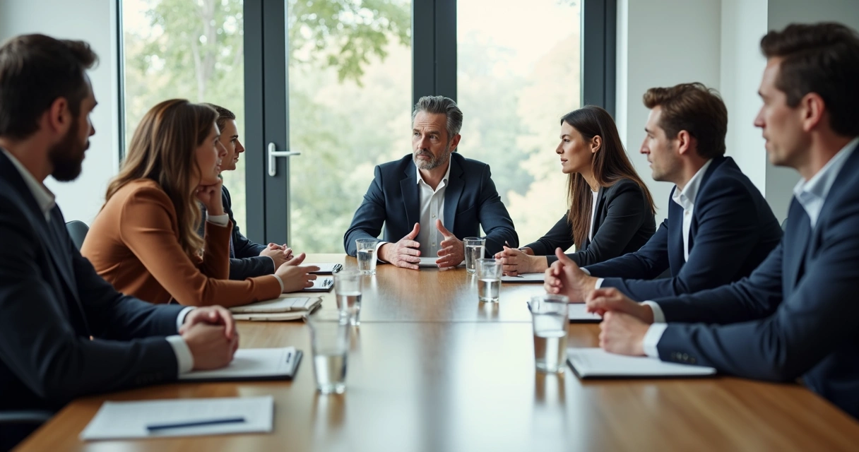 Team sitting in a quiet meeting pause