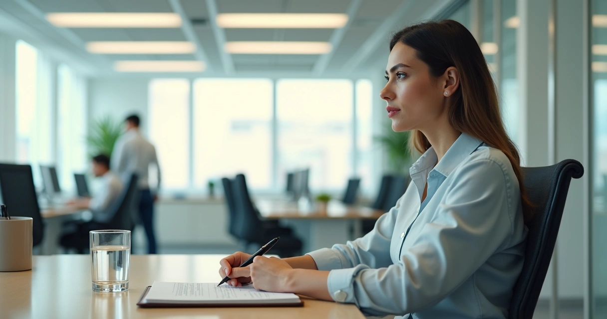 Employee taking a quiet pause at a desk