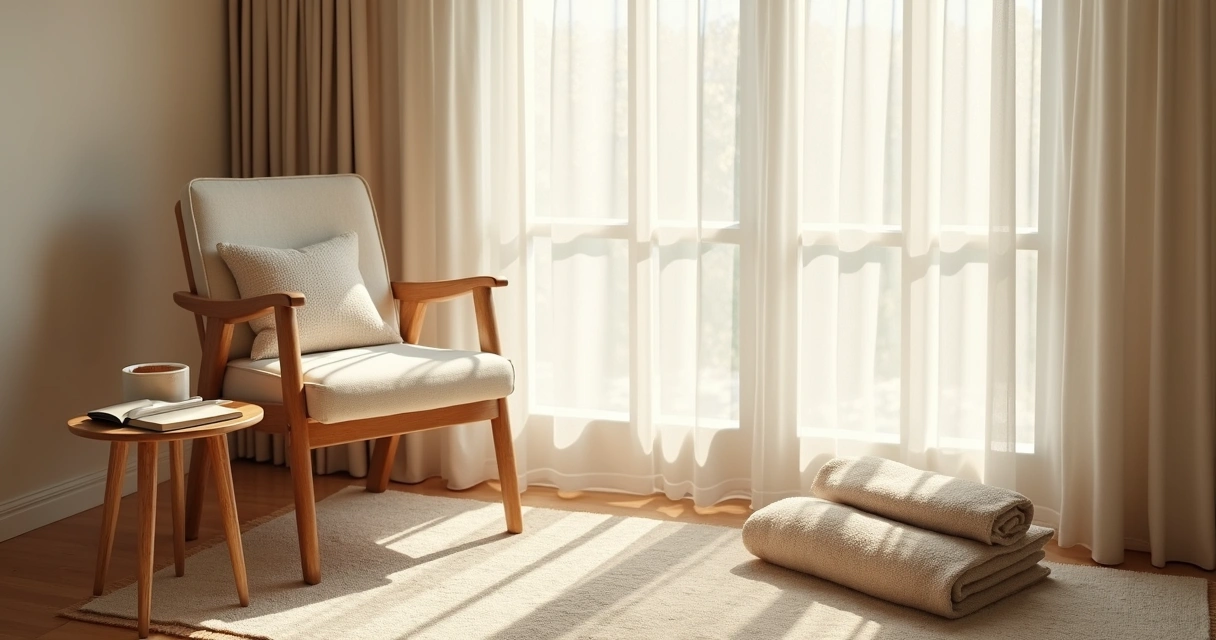 Quiet room with chair, journal, and soft window light