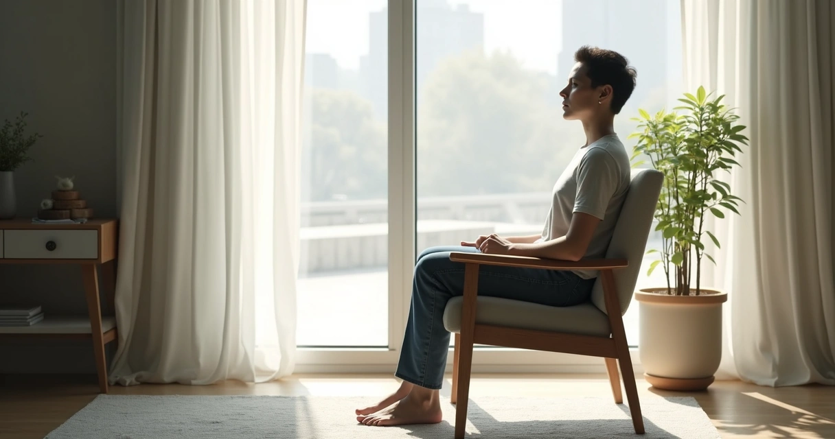 Person sitting quietly by a window 