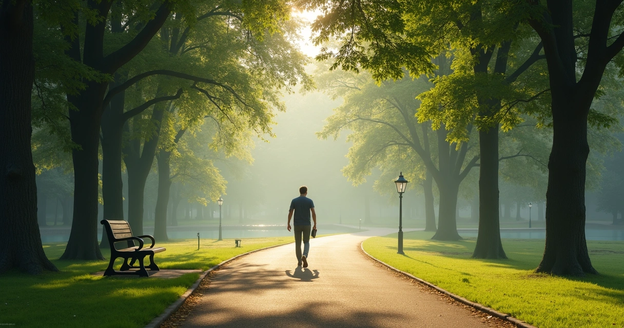 Quiet park path for reflective walking 