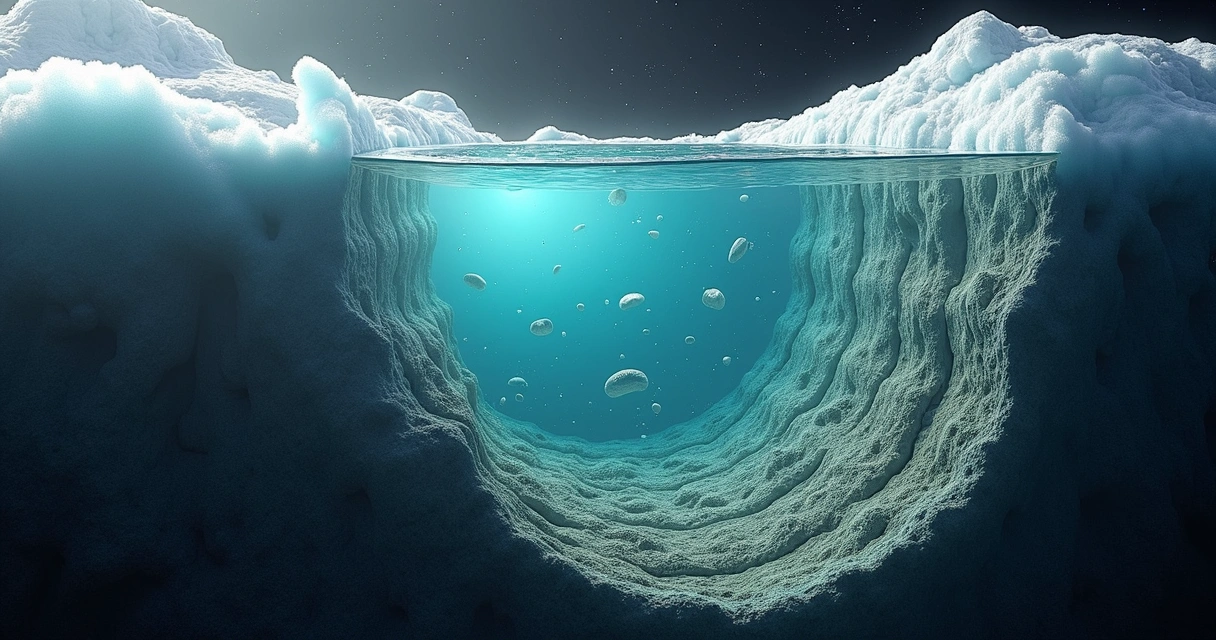 Representação da química pré-biótica em Europa sob gelo translúcido 
