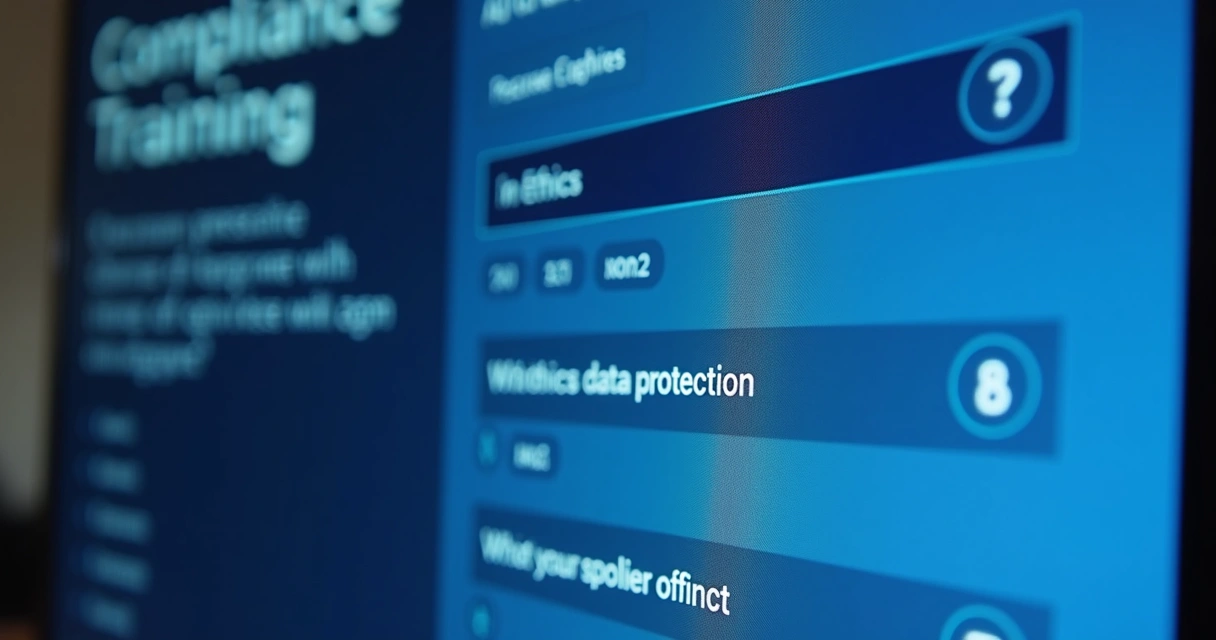 Tela de quiz de compliance em curso online, com perguntas objetivas 