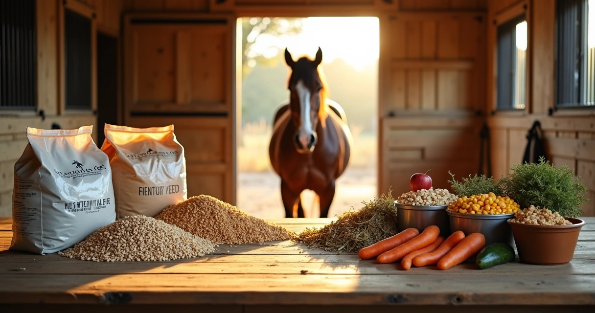 Comparação entre ração industrializada e ração caseira para cavalos em um estábulo 