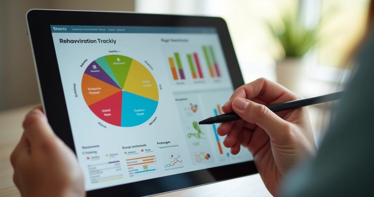 Radar emocional com dados de humor e comportamento na tela de tablet 