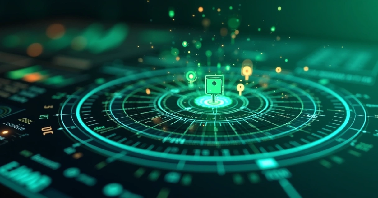 Interface digital mostrando pontos no radar que revelam nomes de visitantes 