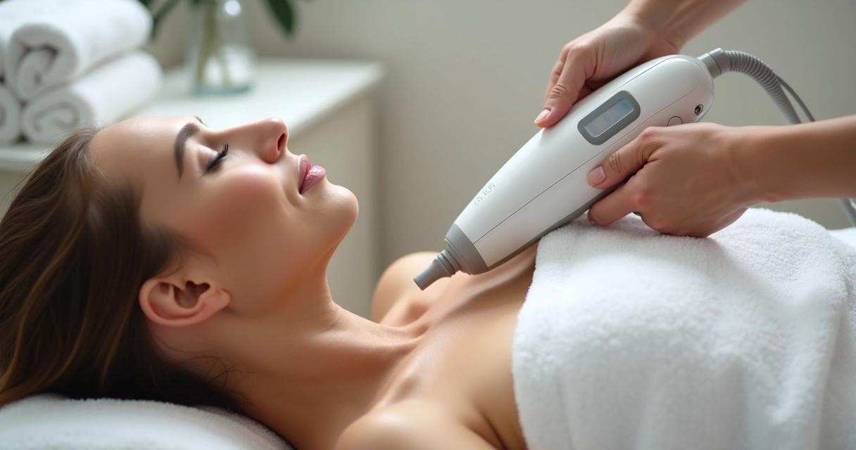 Aplicação de radiofrequência em abdômen feminino para redução de celulite 