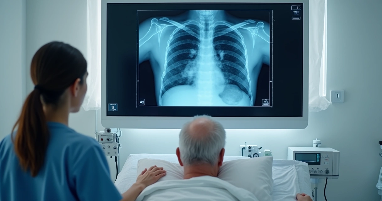 Exame de raio-X em ambiente hospitalar moderno. 