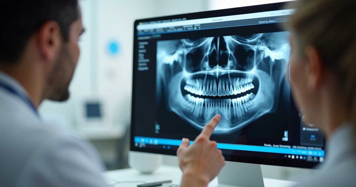 Tela digital com análise de radiografia odontológica por IA 